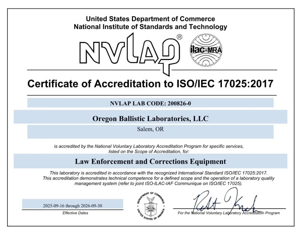 NVLAP Accreditation Certificate